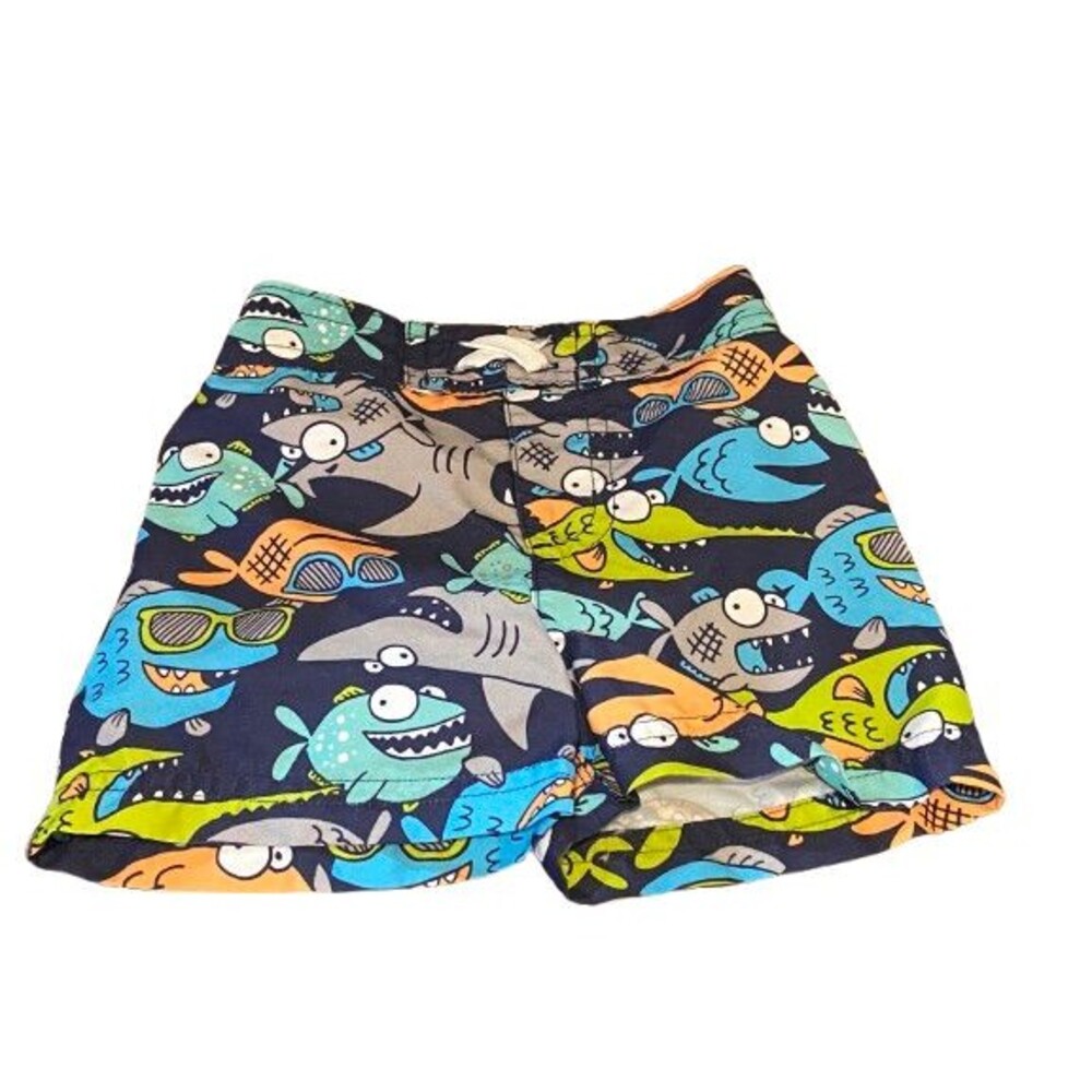 Baby Boy's Swim Trunks Shorts 0-6 Months Fish Target w/ Liner